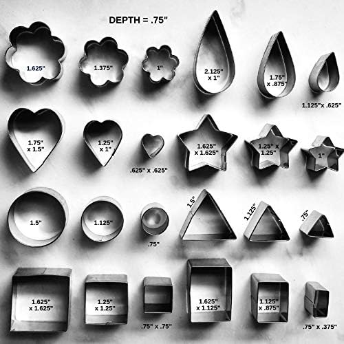 24pcs Mini Cookie Cutter Shapes Set - 8 Shapes, 3 sizes